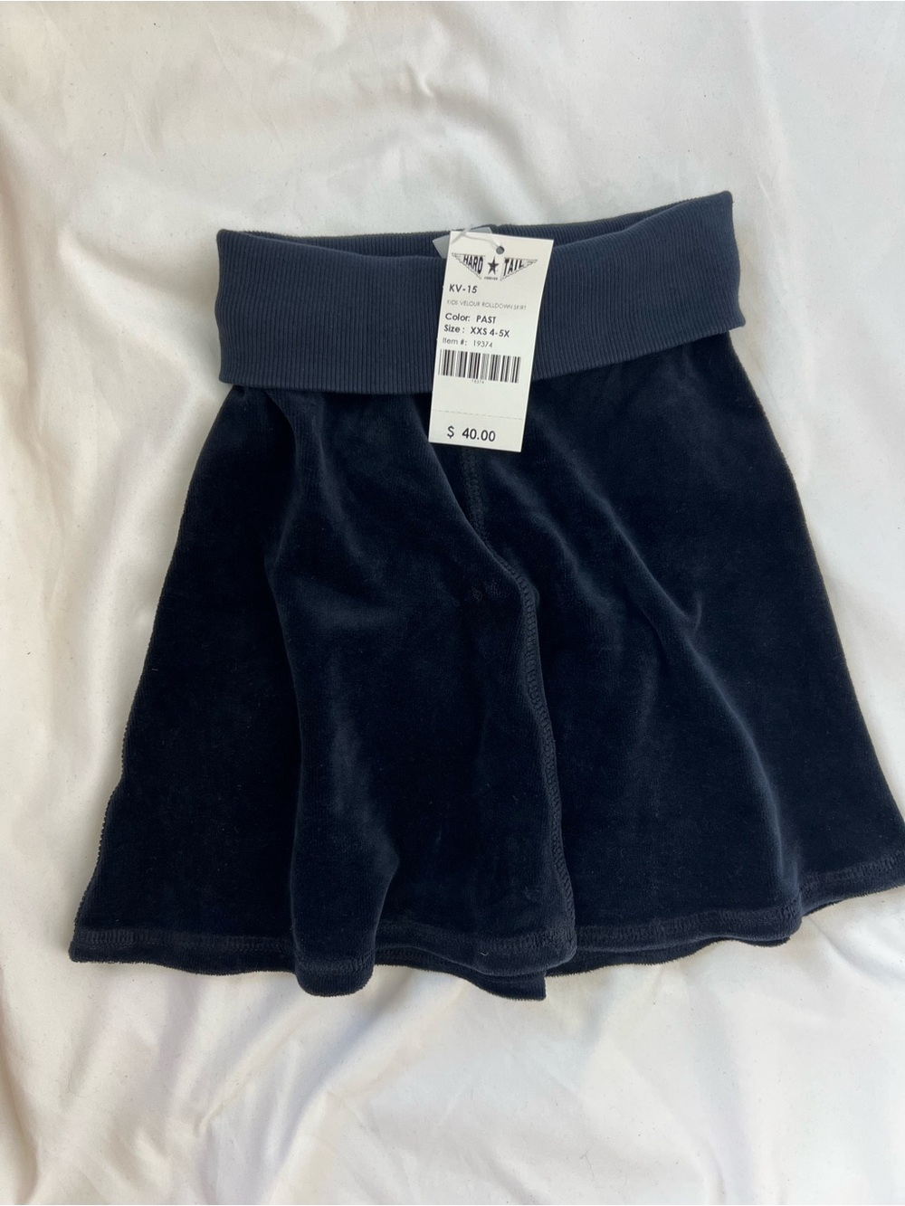 NWT Girls HARD TAIL Blue Velour Foldover Midi Skirt